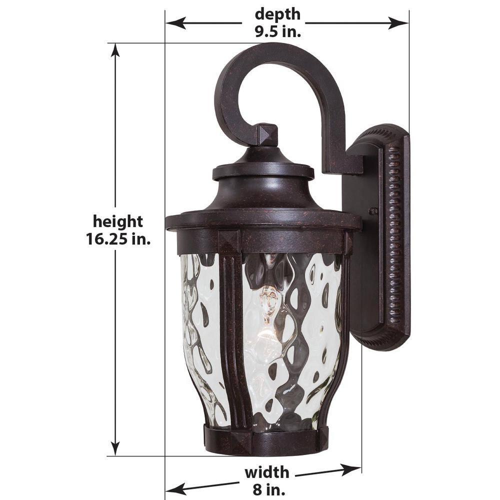Minka Lavery Rustic Outdoor Wall Light Fixture Corona Bronze 16 1/4" Clear Hammered Glass for Post Exterior Deck Porch Yard Patio