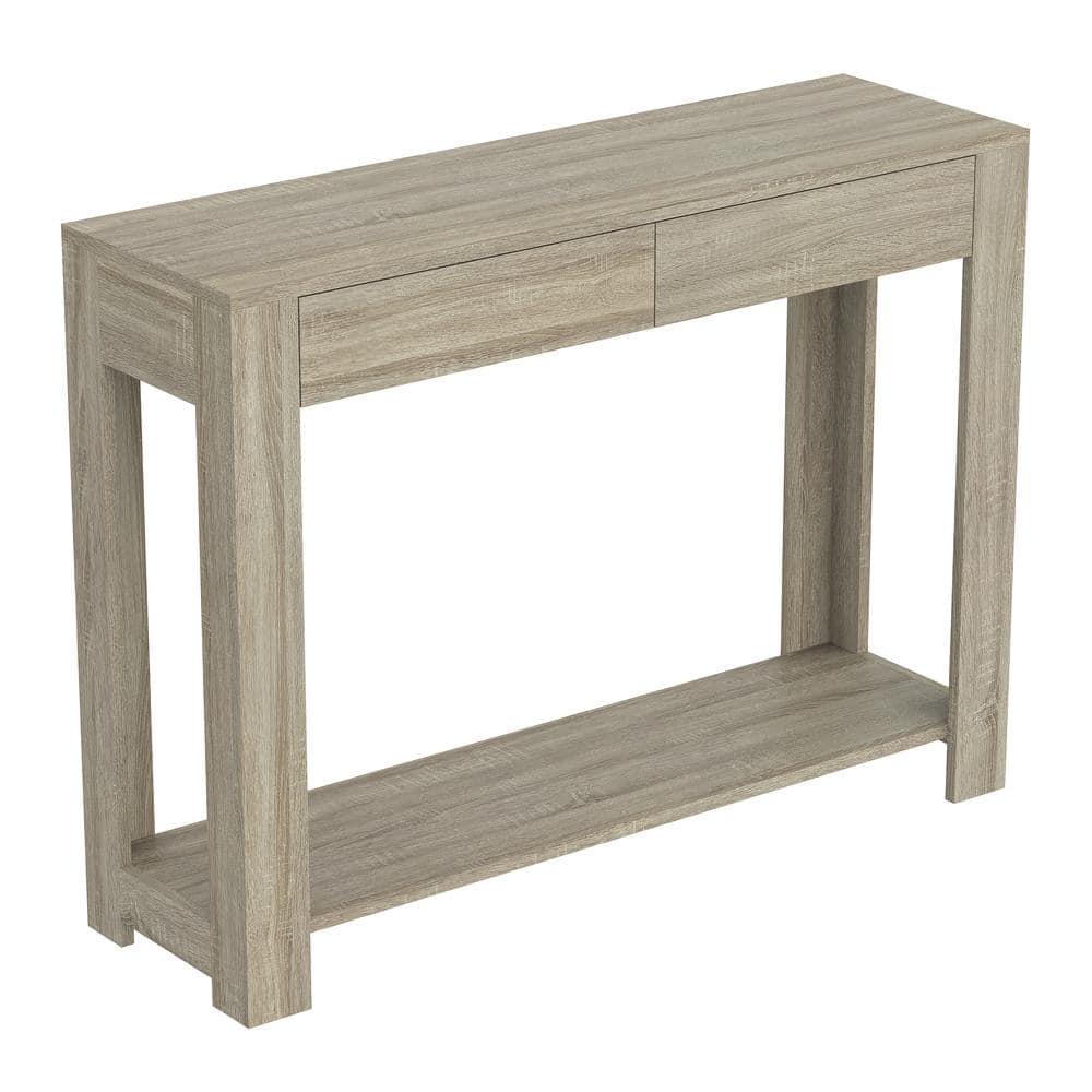 Safdie & Co. 40"L 2-Drawers 1-Shelf Console Table in Dark Taupe