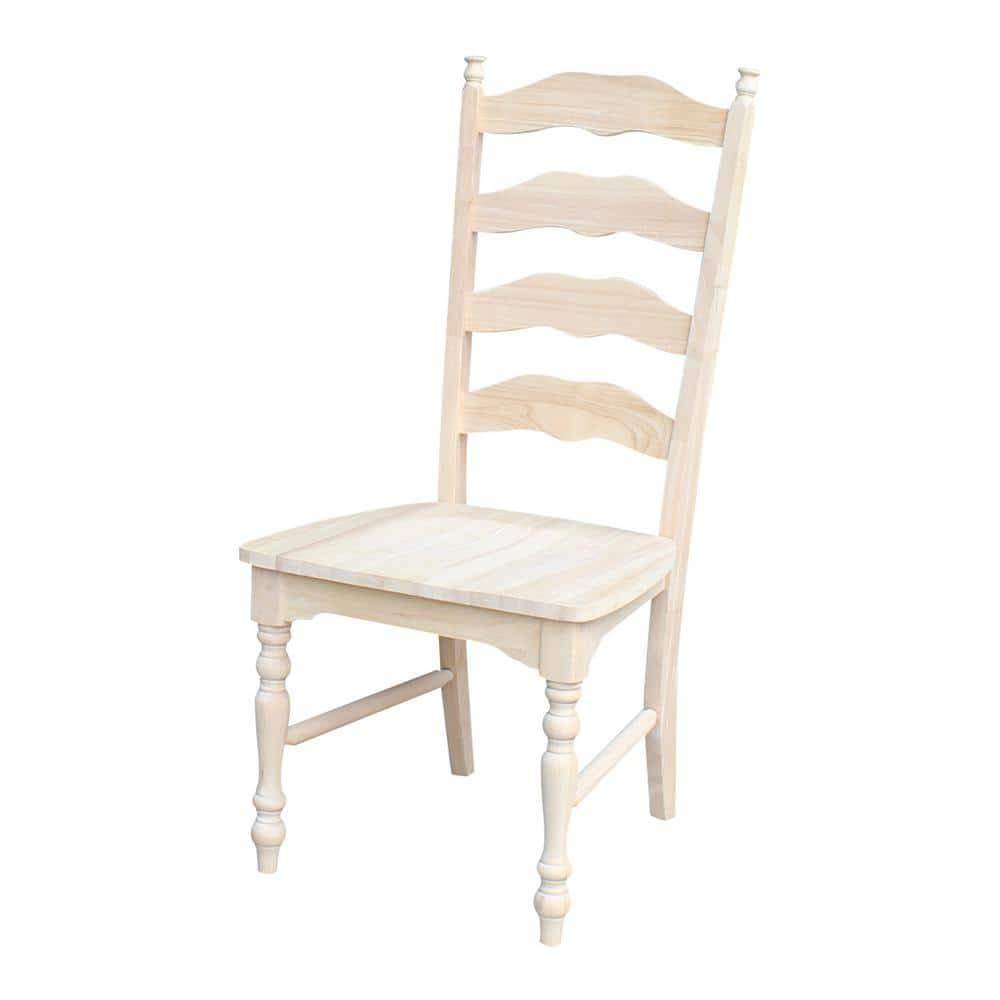 International Concepts Set of 2 Maine Ladderback Chair Unfinished : Hardwood Frame, Armless Design, 225 lb Capacity