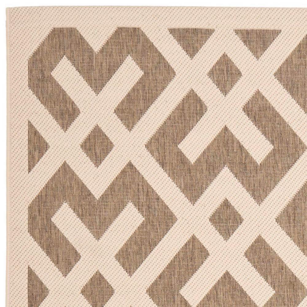 SAFAVIEH Courtyard Alvin Geometric Indoor/Outdoor Area Rug, 9' x 12', Brown/Bone
