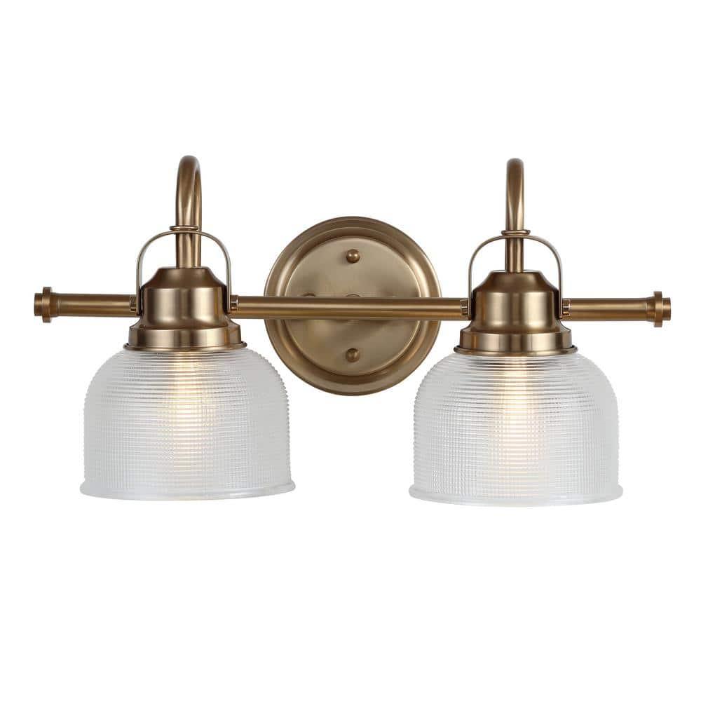 17.25" LED 2-Light Metal/Glass Virginia Pendent Brass/Gold - JONATHAN Y: ETL Listed, Bathroom Fixture, Bright Light