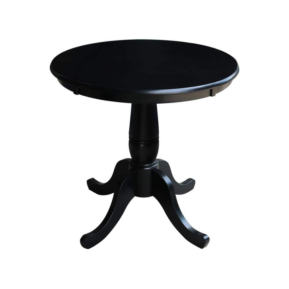 International Concepts Morgan 30" Round Top Pedestal Dining Table  Black: Wood, 4-Seater Kitchen Furniture