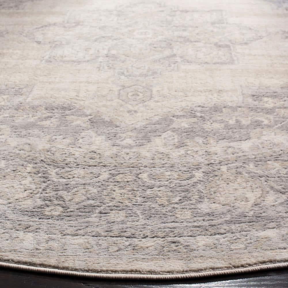 SAFAVIEH Brentwood Salah Oriental Area Rug, Cream/Grey, 9' x 9' Round