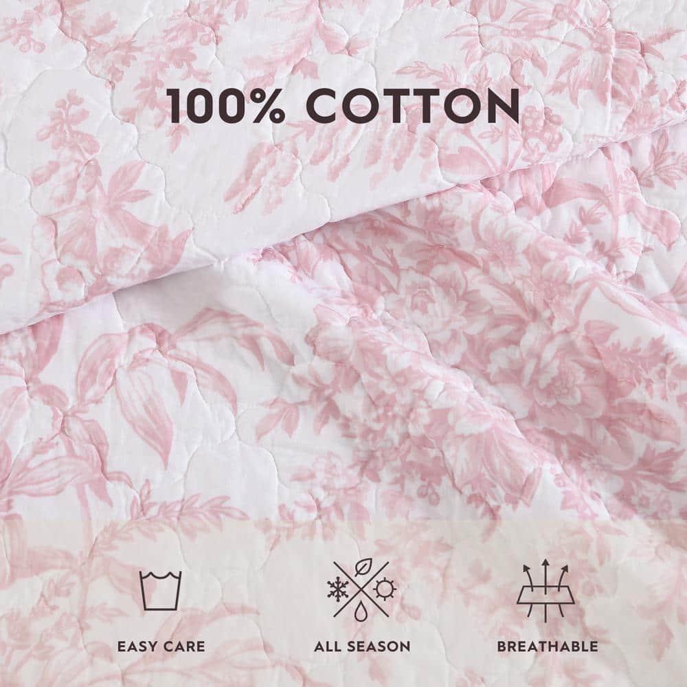Laura Ashley Bedford Pink Cotton Reversible Quilt Set