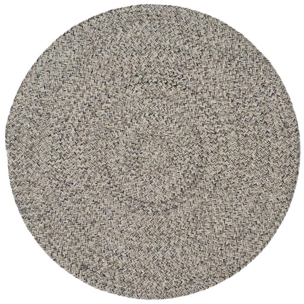 Braided BRD256 Hand Woven Indoor Accent Rug - Ivory/Steel Grey - 3' Round - Safavieh