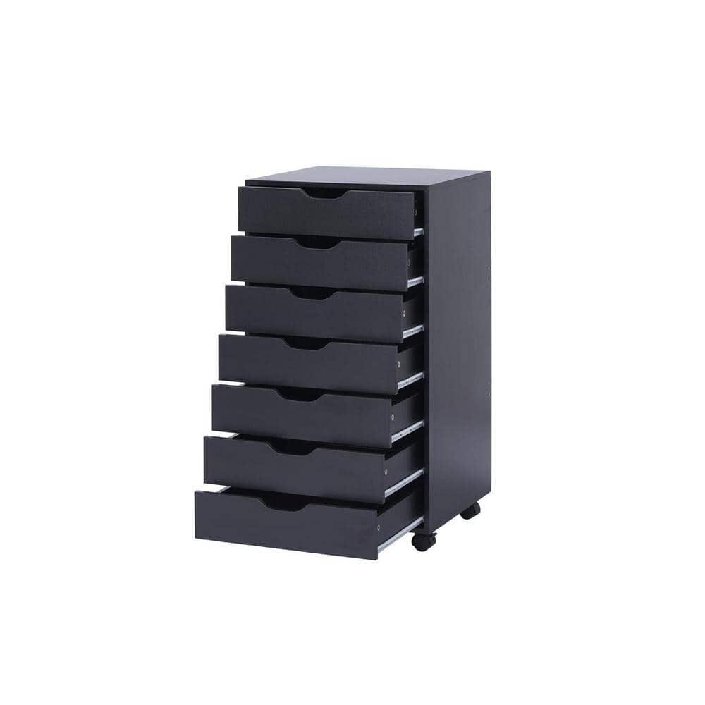 Drawer Dresser, Tall Dressers for bedroom, Kids dresser with drawers, Small Dresser for Closet, Makeup dresser Black 7 Drawer