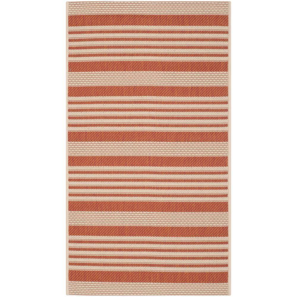 Courtyard CY6062 Power Loomed Indoor/Outdoor Accent Rug - Terracotta/Beige - 2'7"x5' - Safavieh.