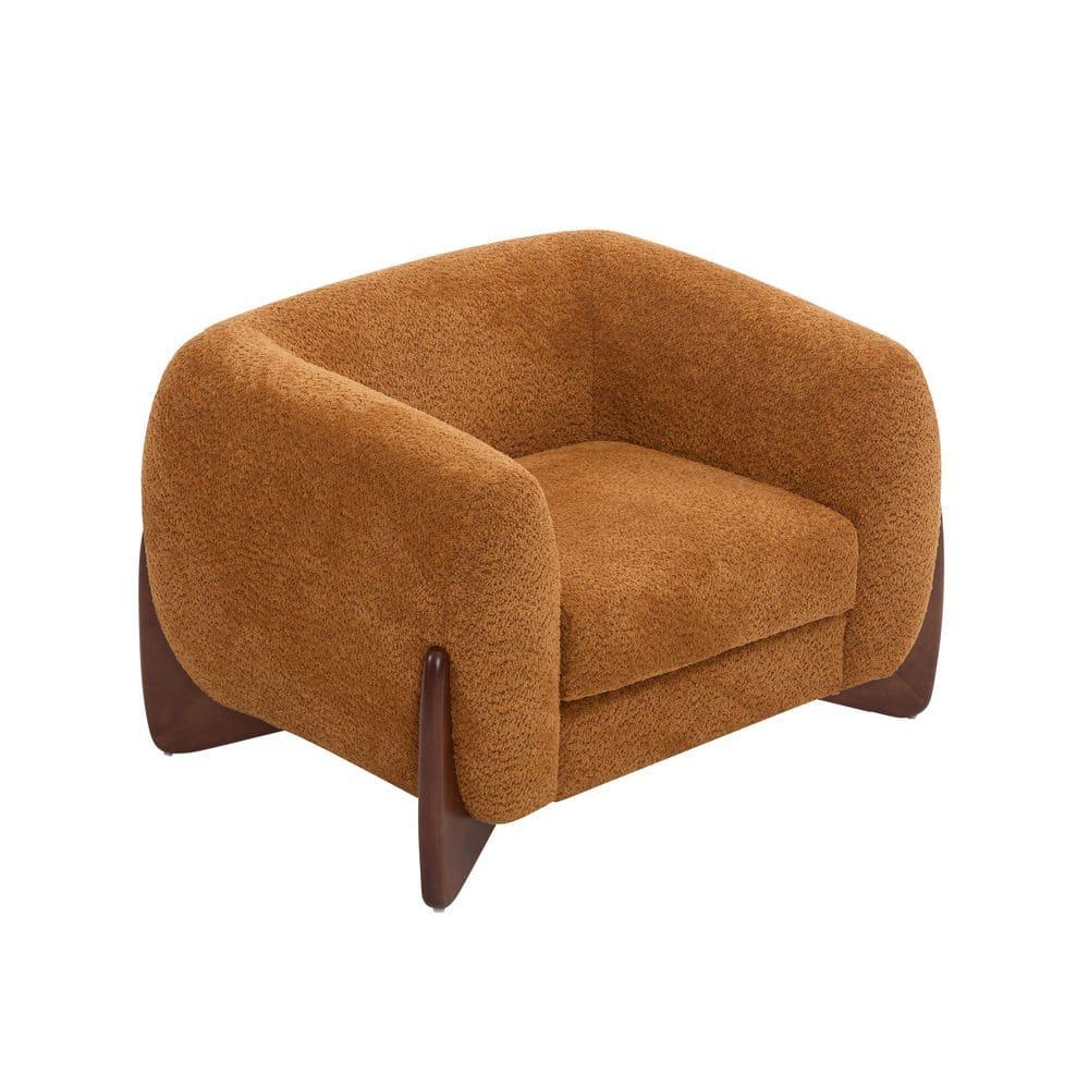 Christopher Knight Home Raymond Birch Wood Boucle Upholstered Club Chair, Caramel