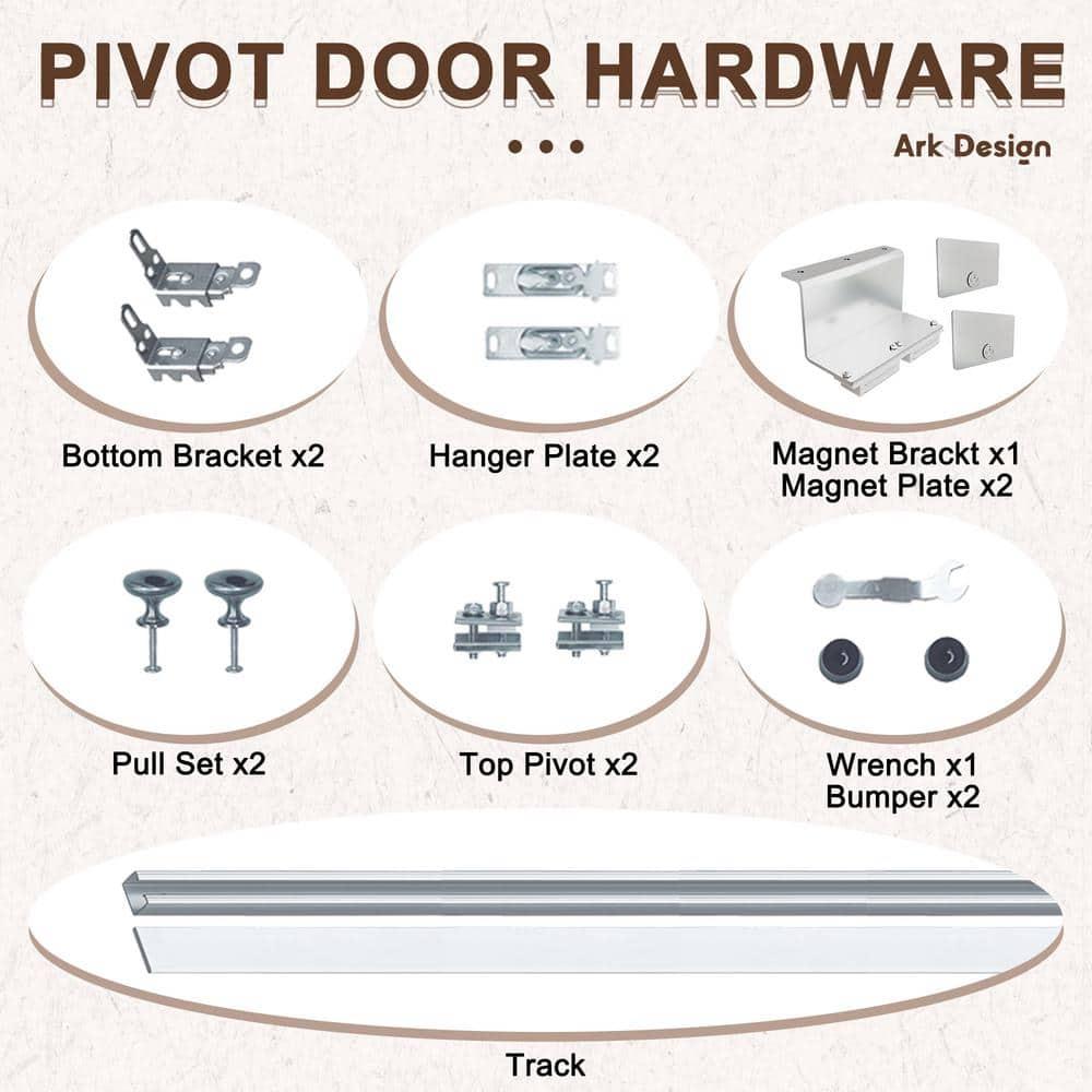 DOOOLI Glass Bifold Door - 3 Lite Transparent Glass Design With Bifold Door Lock & T Shape Handle