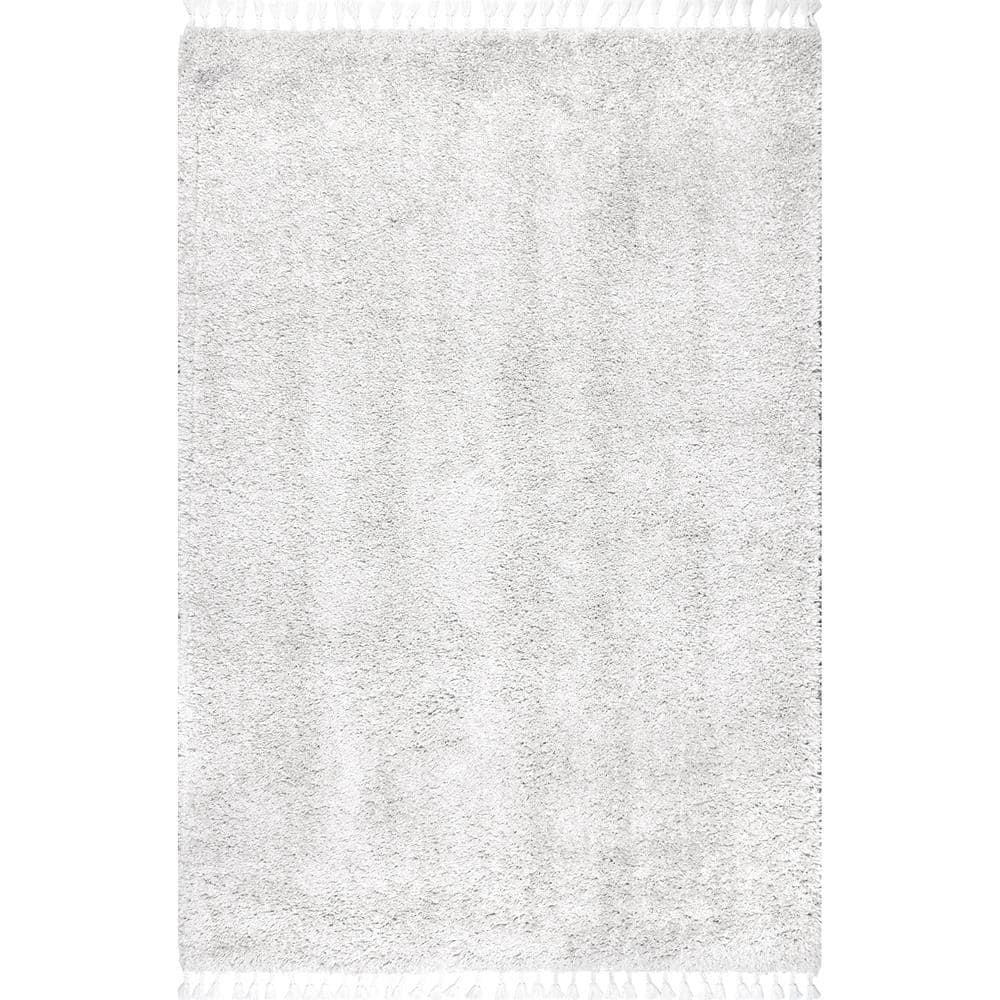 Nuloom Neva Solid 5x8 Shag Indoor Area Rug for Living Room Bedroom Dining Room Nursery, Ivory