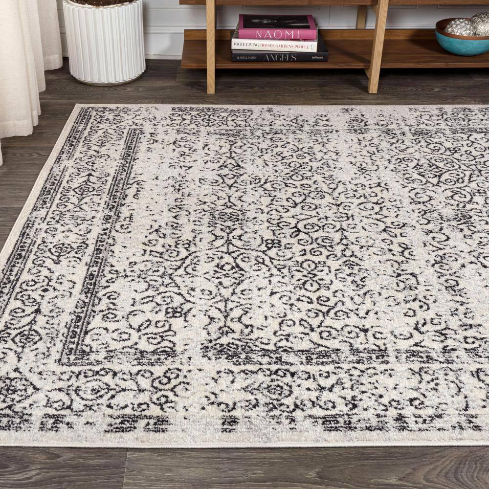 3'x5' Ferro Filigree Charcoal Black and White Area Rug, Gray/Black - JONATHAN Y