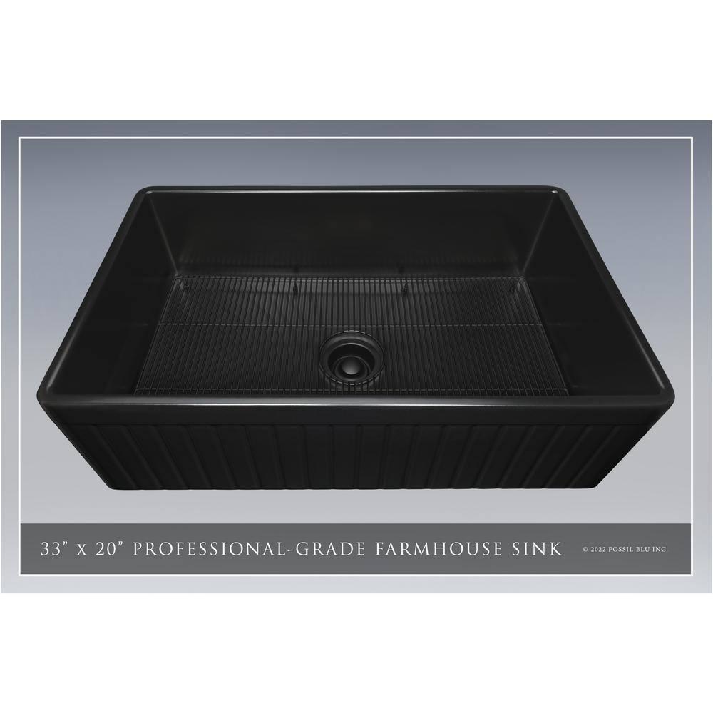 Matte Black Fireclay Single Bowl Farmhouse Kitchen Sink