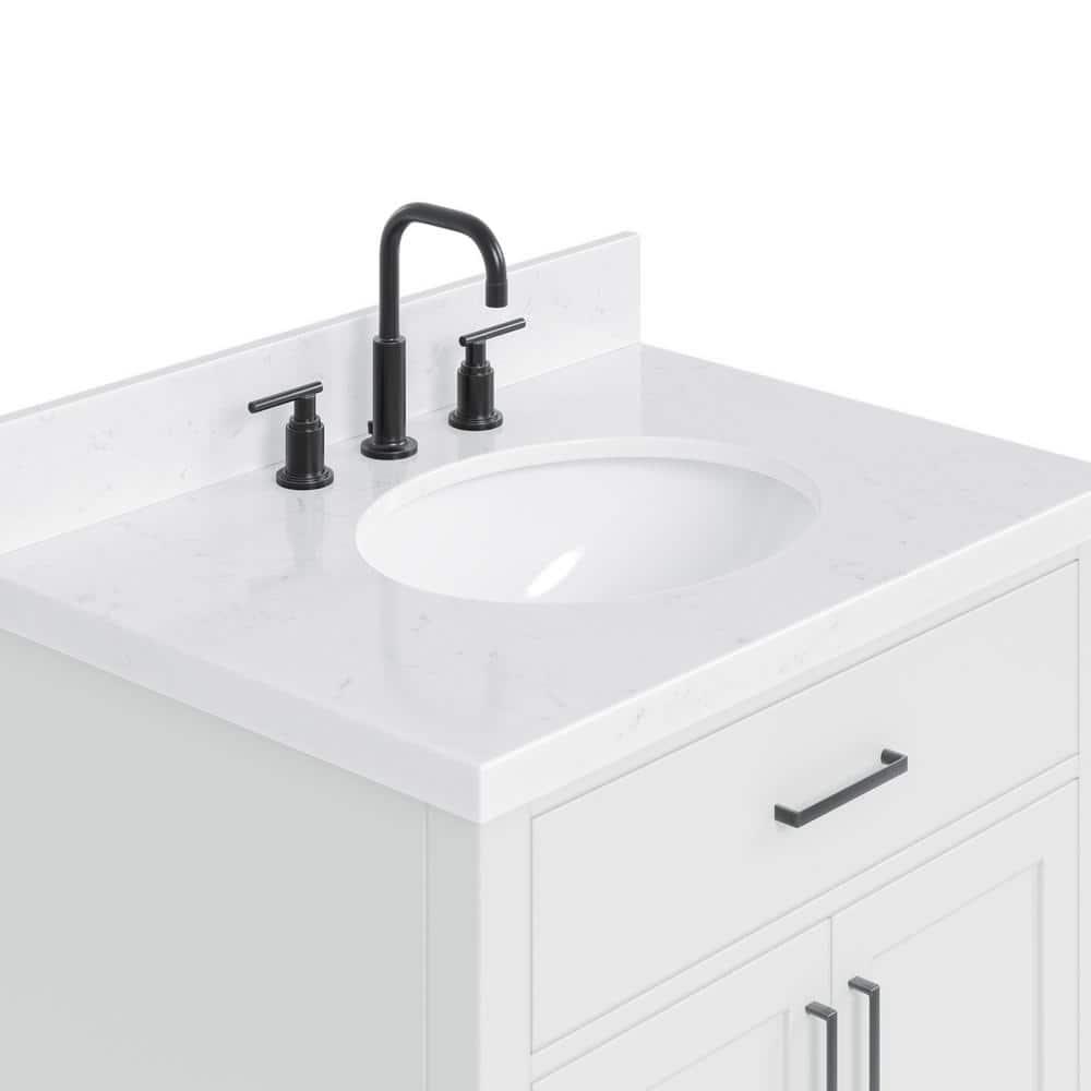 Tidworth 30.25'' Single Bathroom Vanity with Carrara Quartz Top