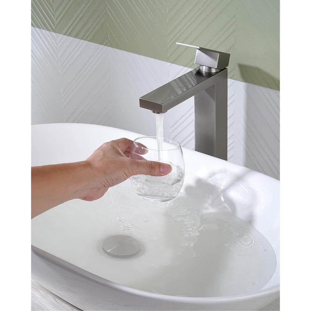 High Arc Single Handle Single Hole Bathroom Faucet With Drain Kit