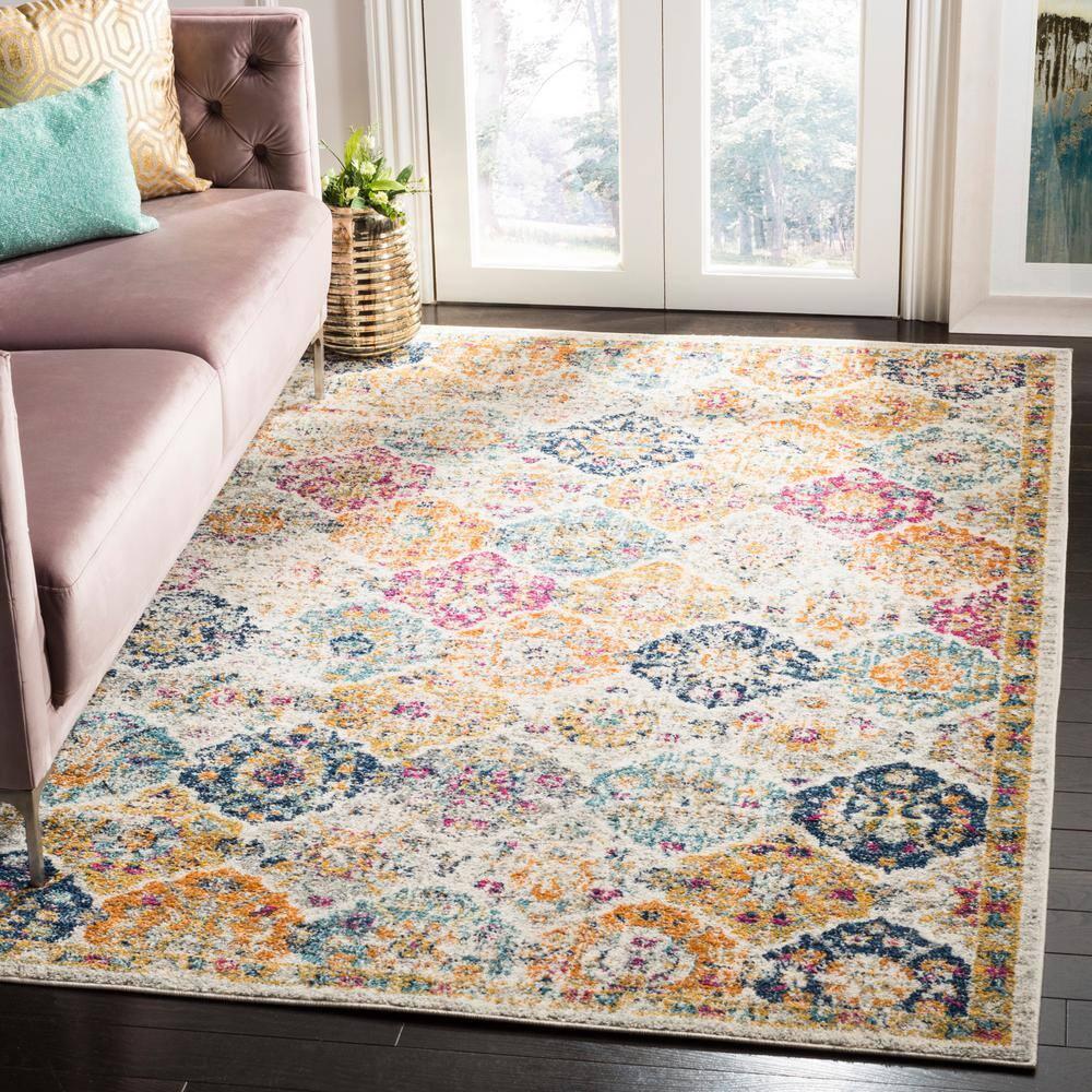 Madison MAD611 Power Loomed Indoor Area Rug - Cream/Multi - 6'7"x6'7" - Safavieh