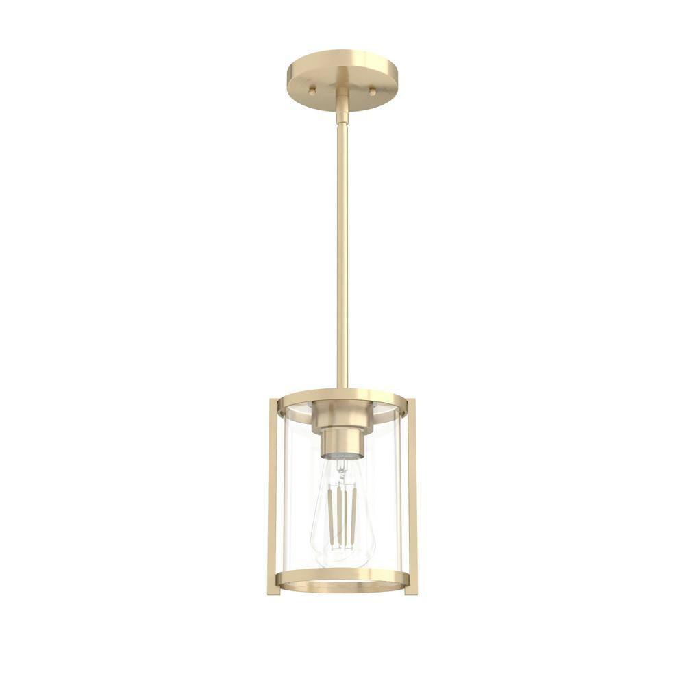 Astwood Clear Glass Mini Pendant Ceiling Light Fixture Gold - Hunter Fan: ETL Listed, Art Deco, Adjustable Height, Metal Body