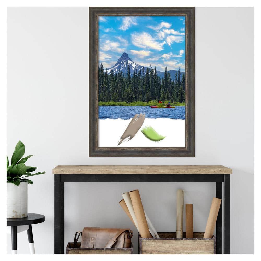 Amanti Art Alta Rustic Char Picture Frame Opening Size 24x36 in.