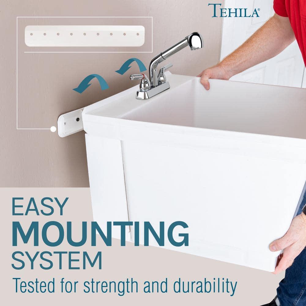 23" L x 24" W Wall Mount Laundry Sink with Faucet