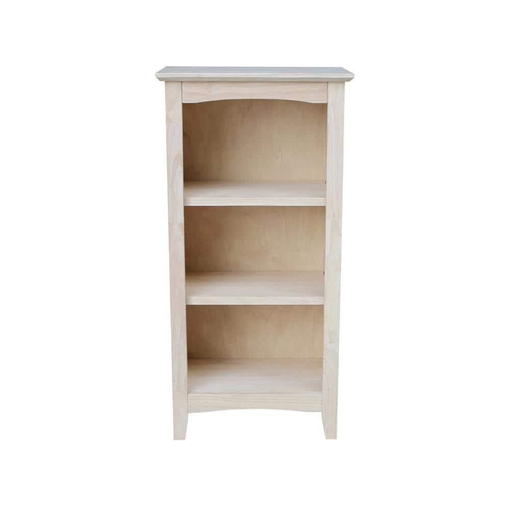 36" Shaker Bookcase Unfinished Brown - International Concepts: Solid Parawood, 2-Tier Storage