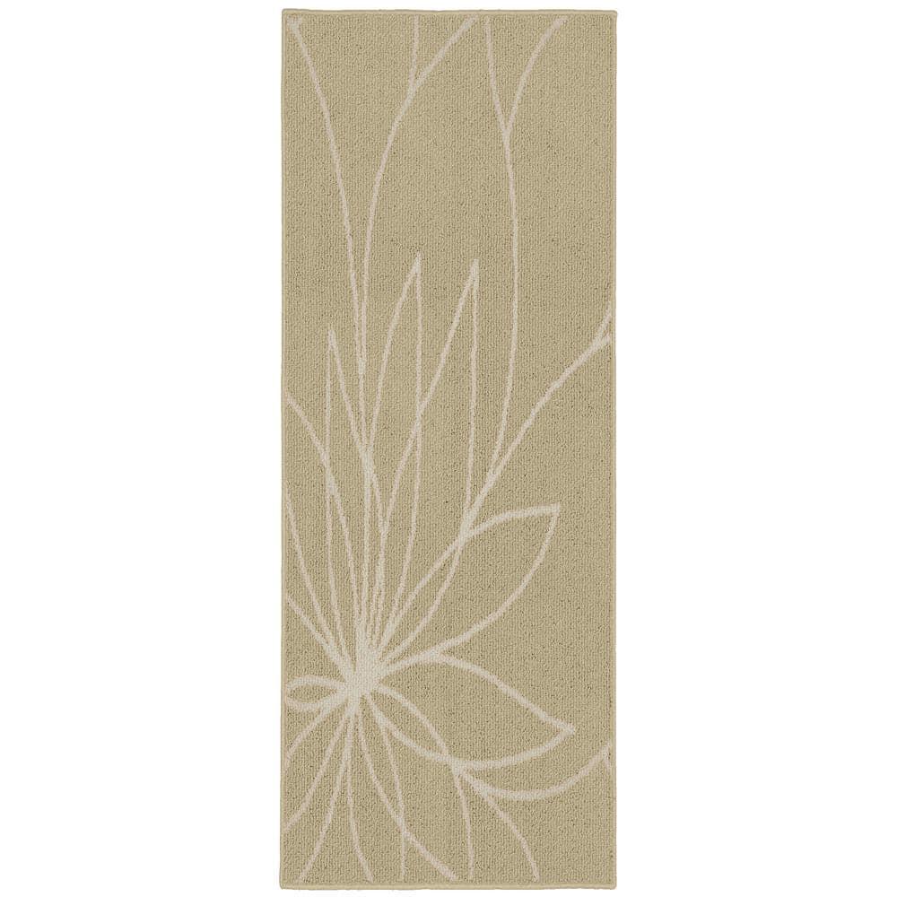 Garland Rug Grand Floral Tan/Ivory Indoor Runner Rug, 2' x 5'