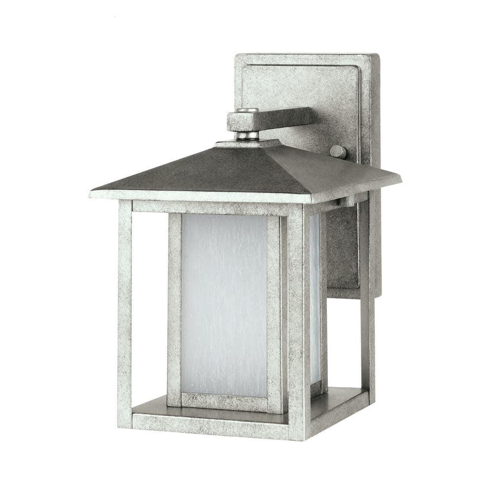 Hunnington 1-Light Weathered Pewter Outdoor 11 in. Wall Lantern Sconce