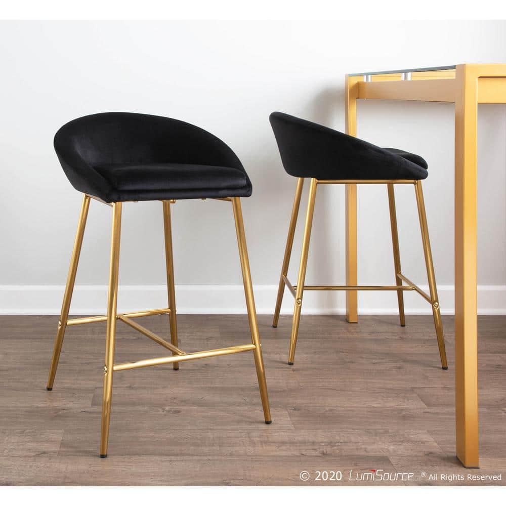 Wenty Glam Upholstered Counter Stool with Metal Frame (Set of 2)
