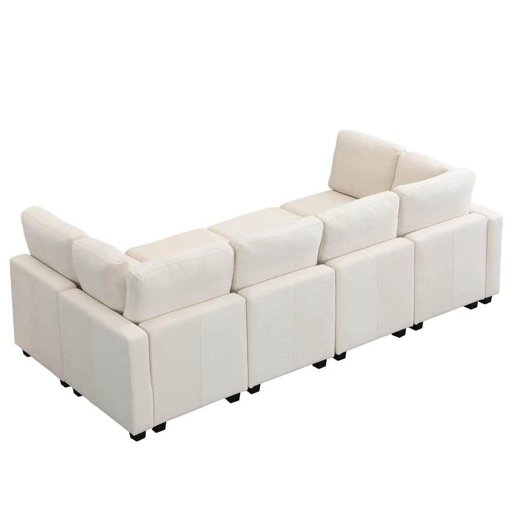 Hokku Designs Modern Sofa 103" Sectional Sofa Couch Sofa Bed U-Shaped Sofa With Two Movable Ottoman Upholstered Sectional