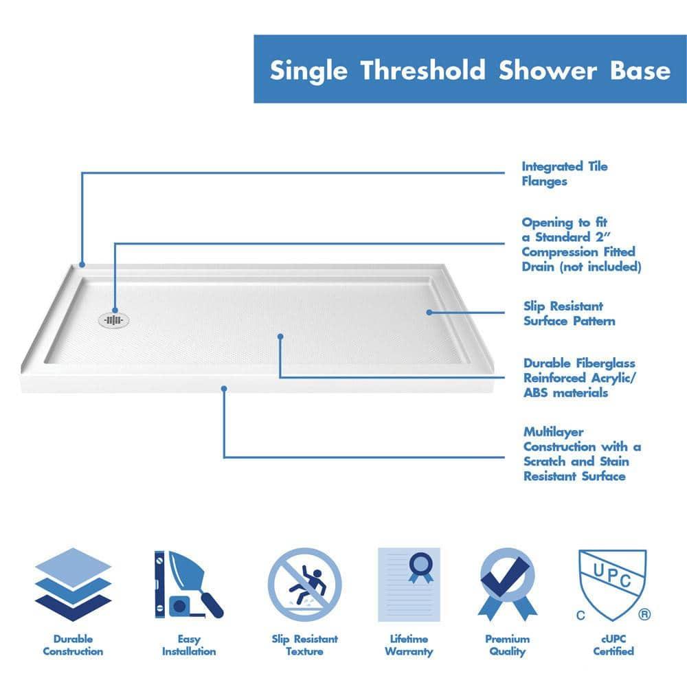 Qwall 60" W x 32" D x 75.63" H Framed Rectangle Shower Stall with Base Included