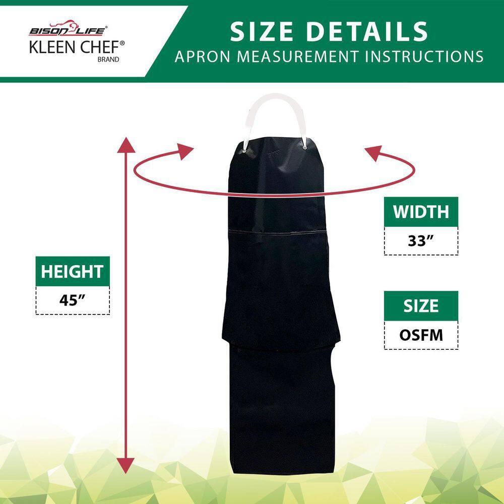 Kleen Chef, Premium PVC Leather Apron, Double Layer Apron, Black (Pack-1)