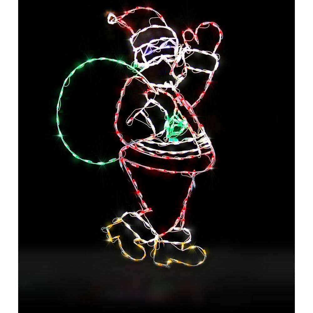 63 in. Holidynamics Christmas LED Lighted Santa with Bag 221-Light Count Christmas Decoration