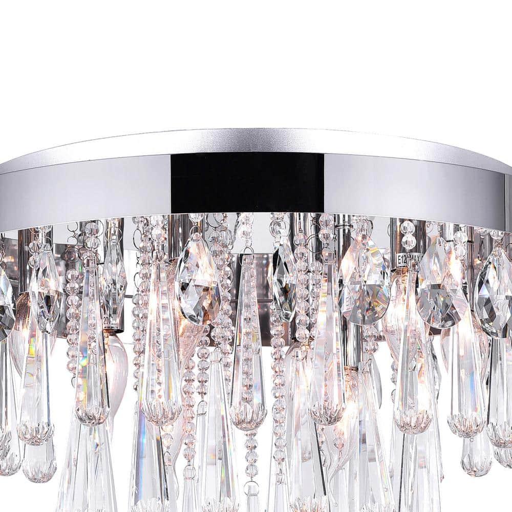 Vast 8-Light Chrome Crystal Flush Mount Ceiling Fixture