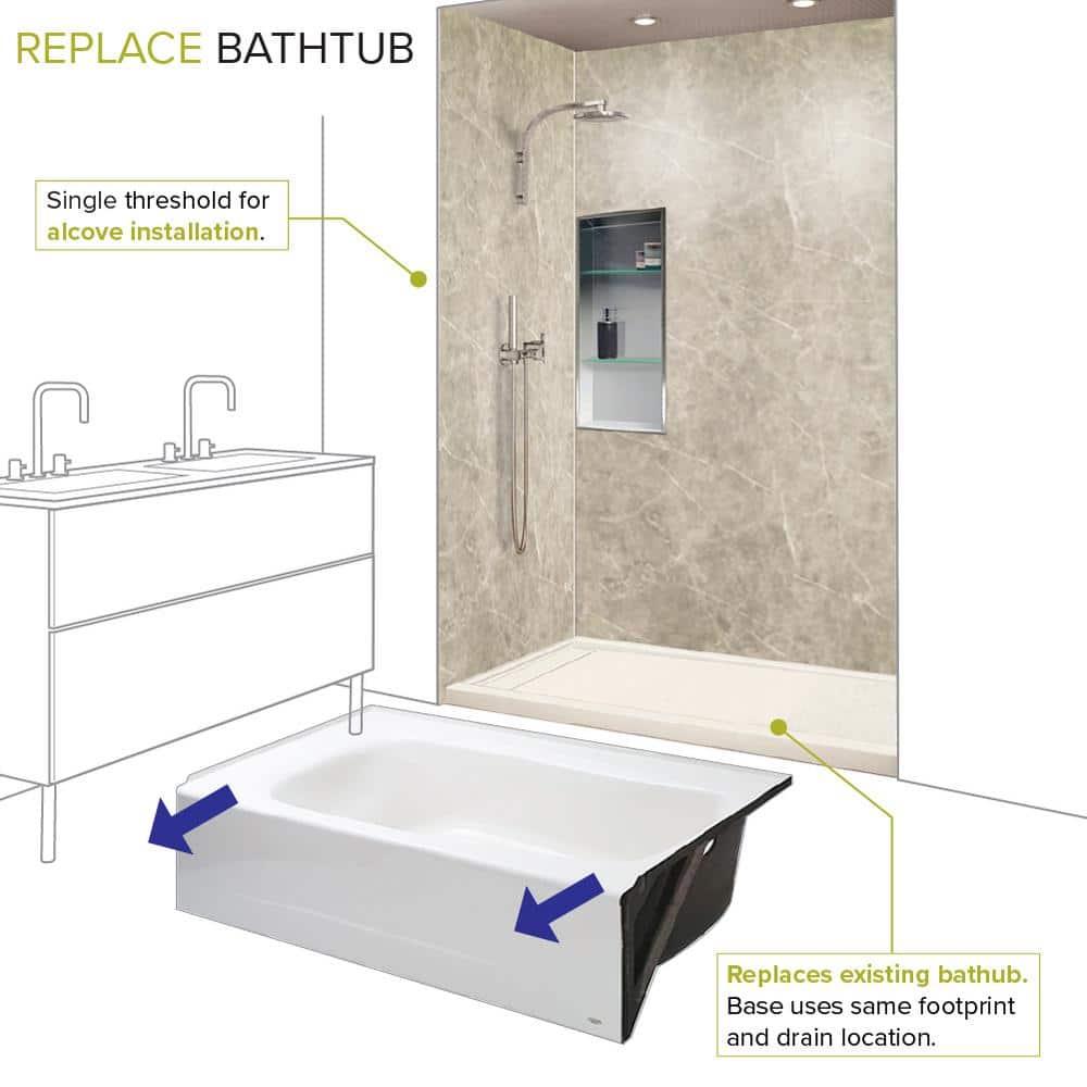 60'' W 32'' D Rectangular Single Shower Base