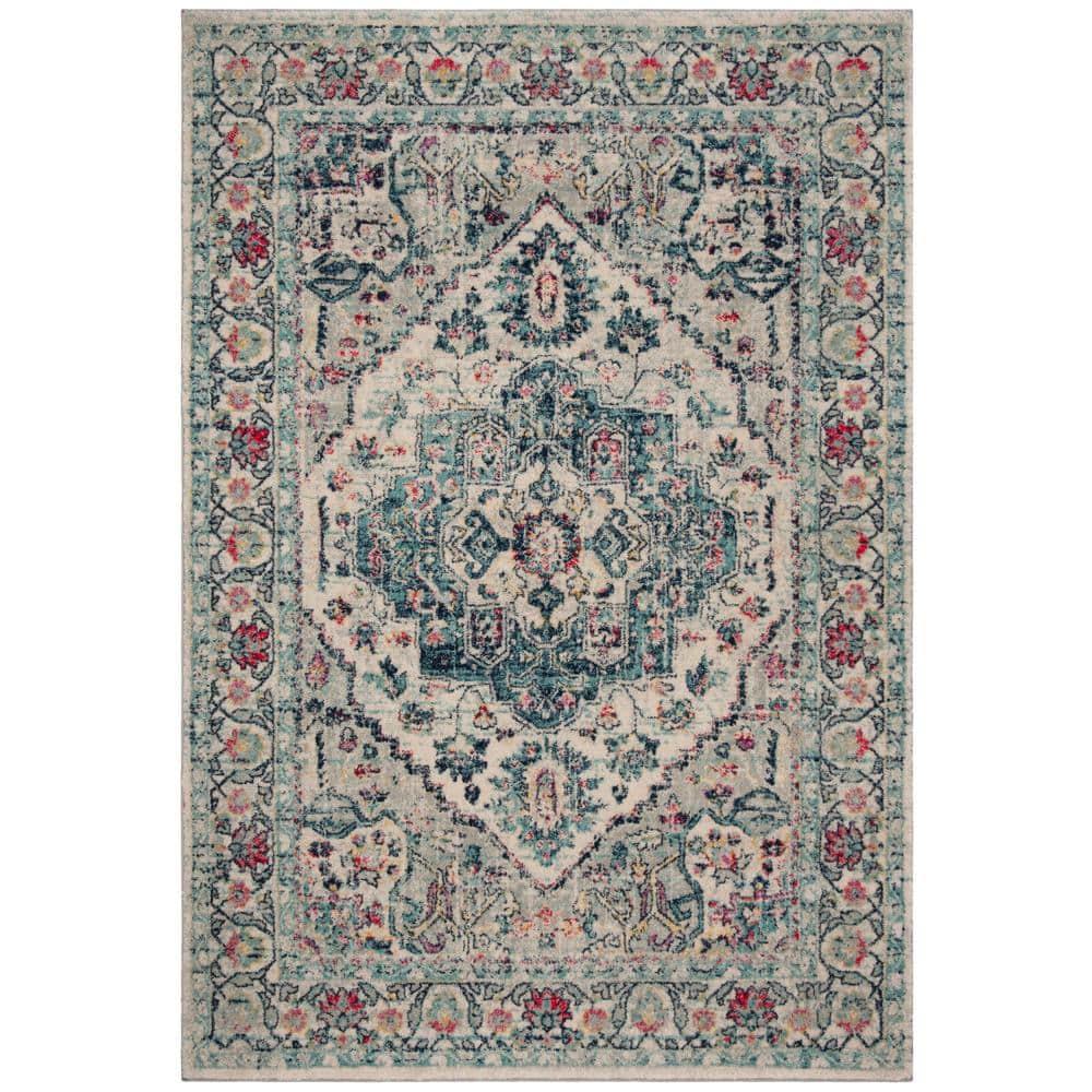 SAFAVIEH Madison Hildred Floral Bordered Area Rug, Navy/Fuchsia, 6' x 9'