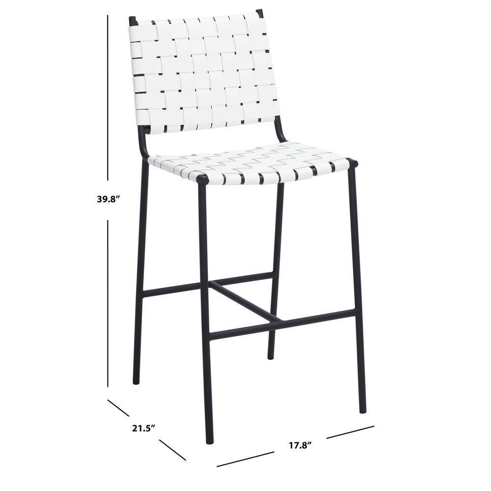 Olenna Woven Counter Stool - BST3011 - White/Black - Safavieh