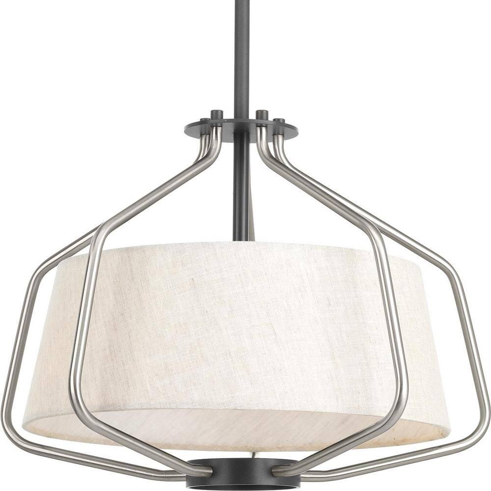 P350102-009-Progress Lighting-Hangar - Close-to-Ceiling Light - 2 Light - Drum Shade in Farmhouse style - 16 Inches wide by 13.25 Inches high-Brushed