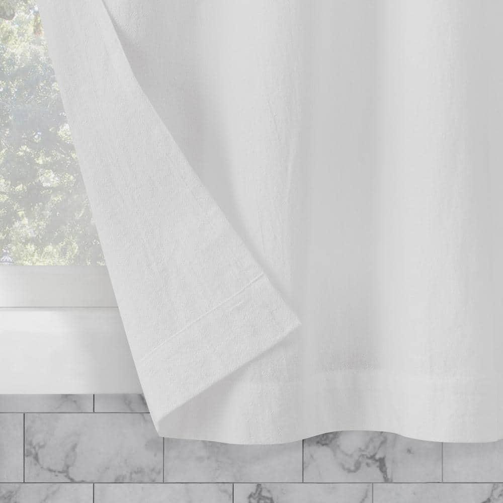 2pc 52"x36" Archaeo Washed Cotton Twist Tab Cafe Curtain Tier Pair White: Kitchen Curtains, 36 Inch, Solid Pattern