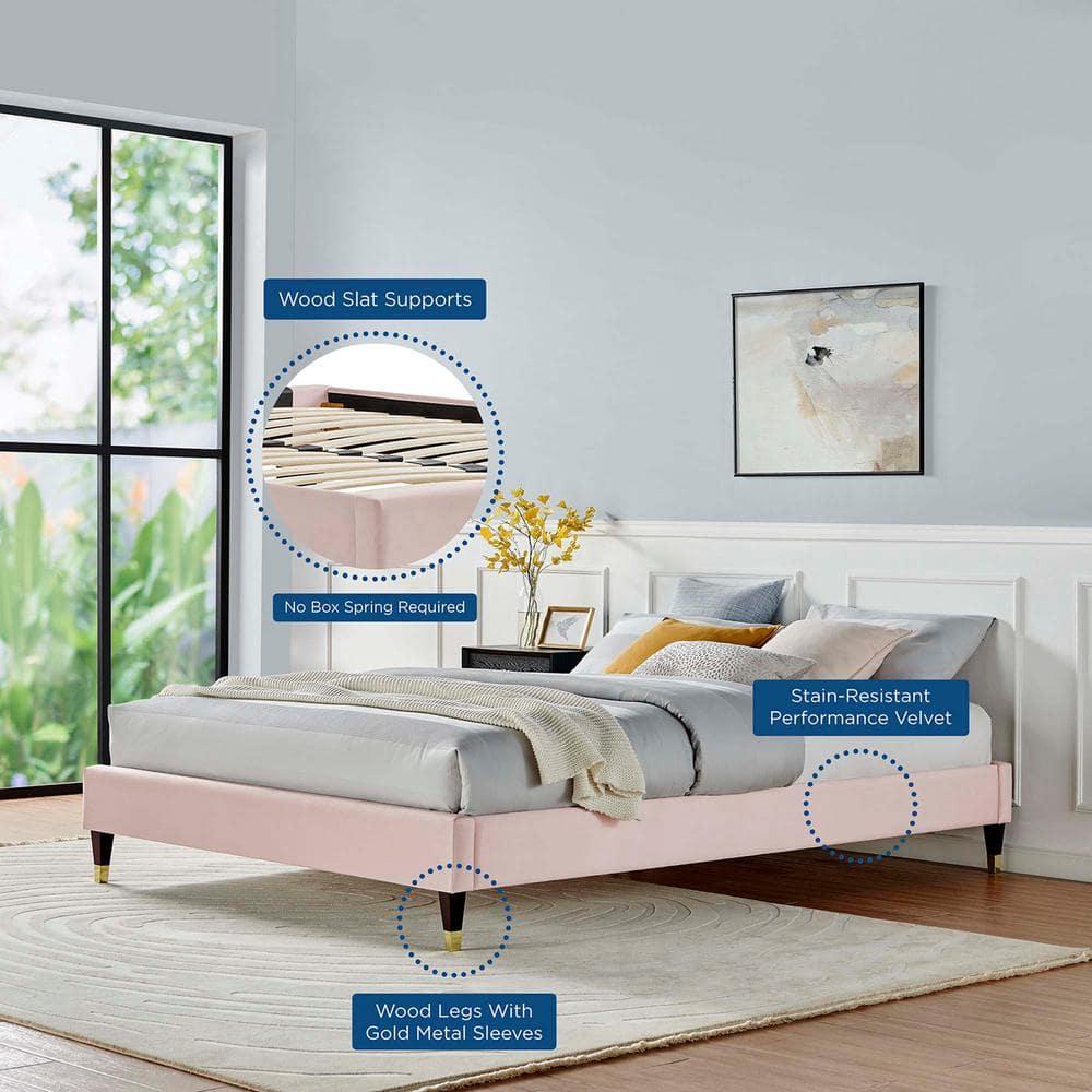 Modway Harlow King Performance Velvet Platform Bed Frame