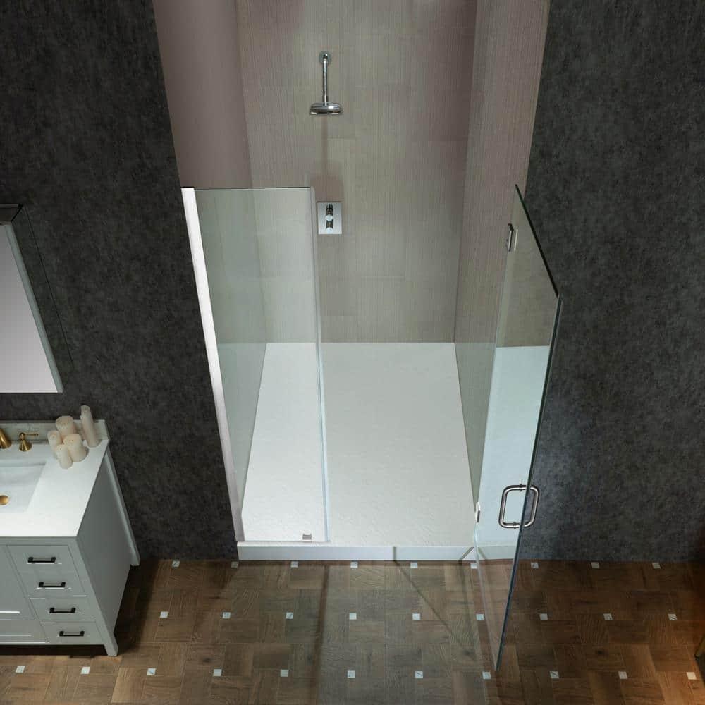 46-47" W x 76" H Pivot Frameless Single Swing Hinge Shower Door, 3/8 in. (10mm) Thickness Shattered-Proof Tempered Clear Glass