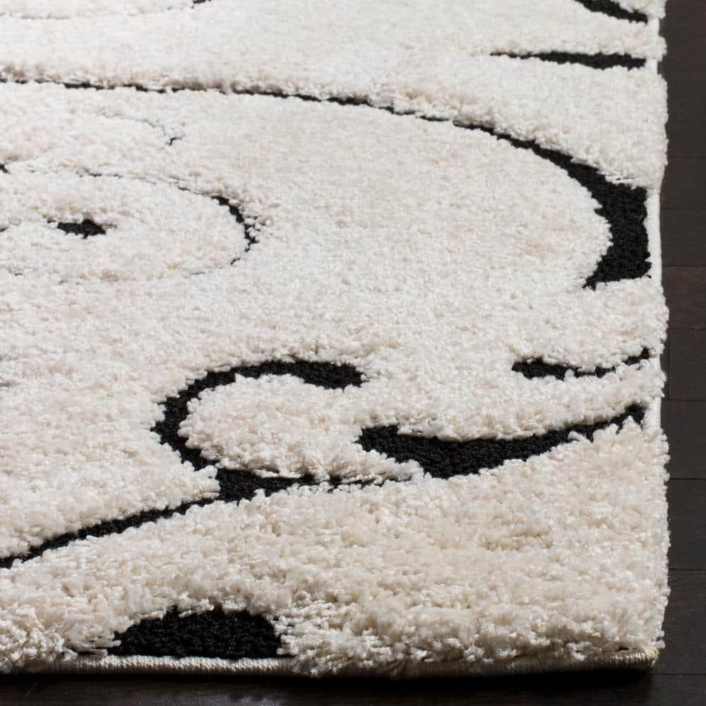 Florida Shag SG455 Power Loomed Area Rug - Ivory/Black - 5'x5' - Safavieh.
