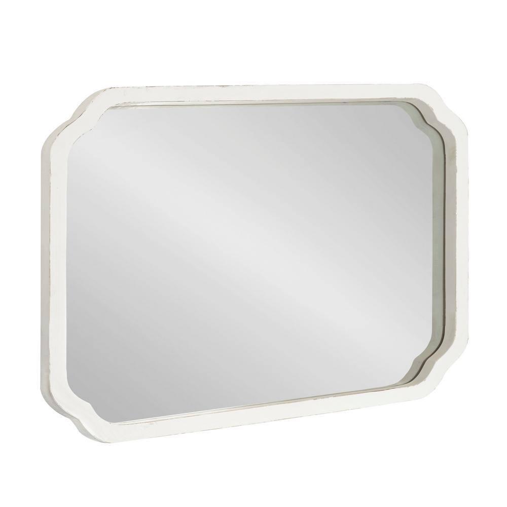 Kate & Laurel All Things Decor 18"x24" Marston Farmhouse Rectangle Wall Mirror White: No Assembly, Wood Frame, Wall Mount