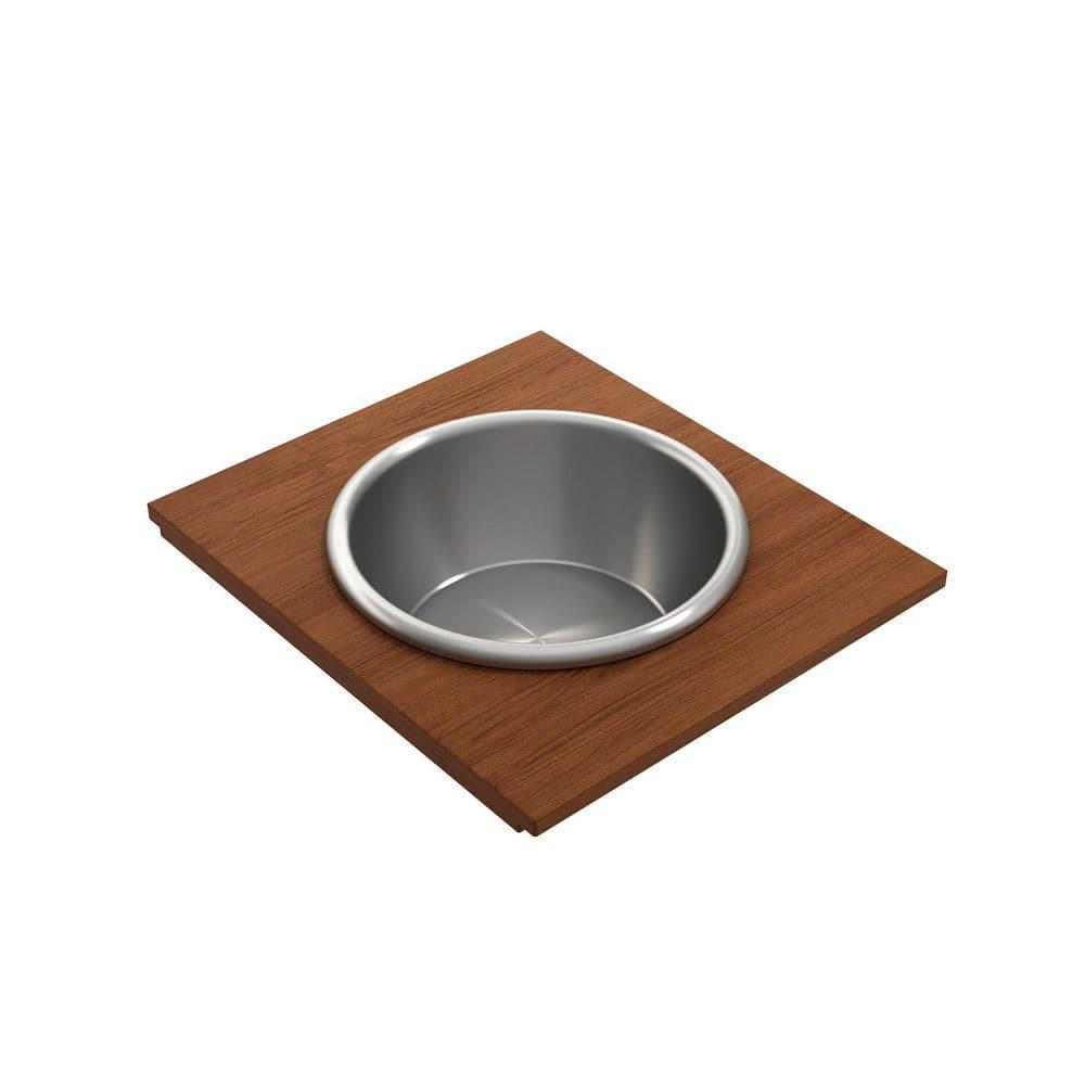 BOCCHI Wood Board With Large Round Stainless Steel Mixing Bowl And Colander F/1344, 1348, 1360, 1362, 1504, 1505, 1506 (Short Side Only), 1627, 1628