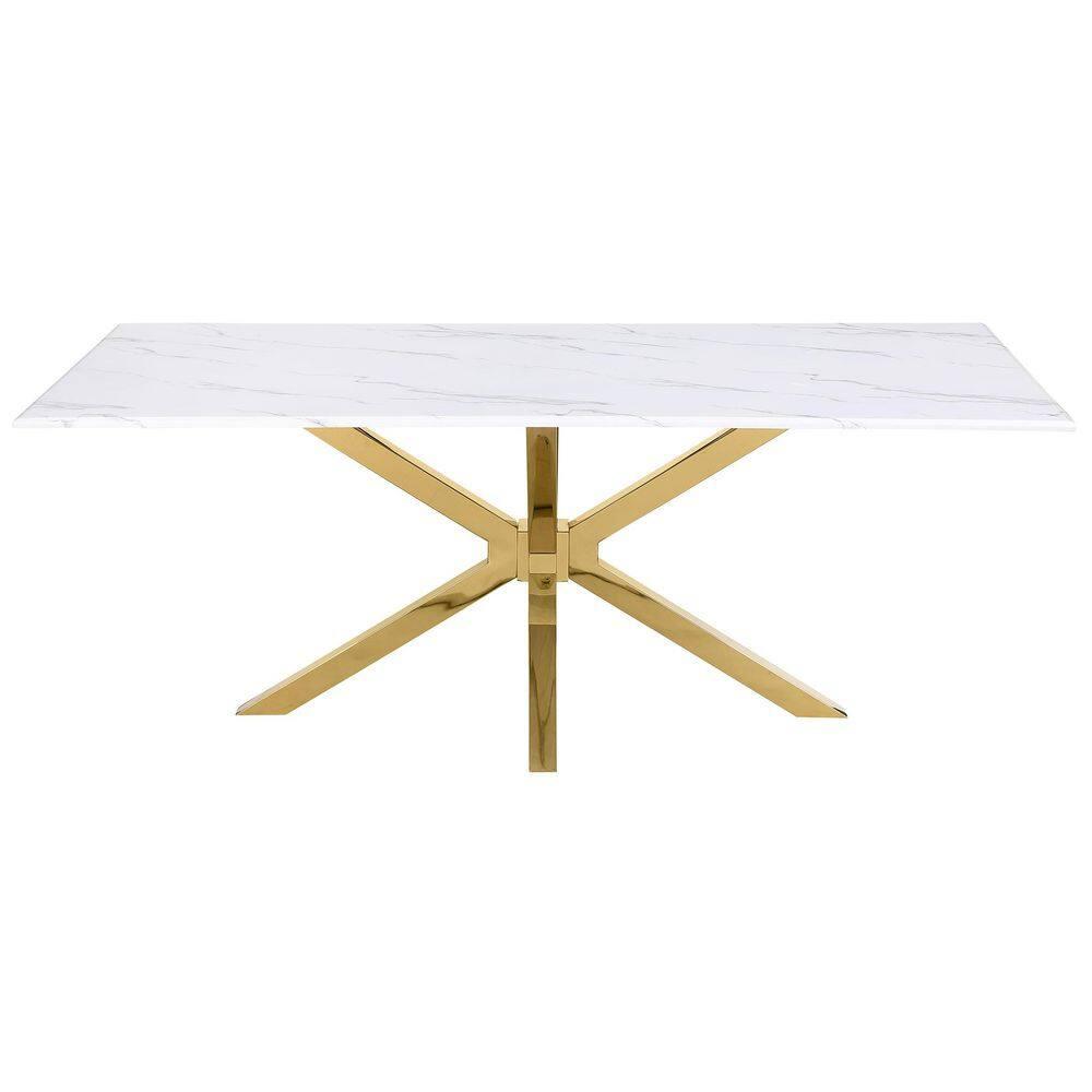 Coaster Venera Rectangular 79-inch Faux Marble Dining Table White