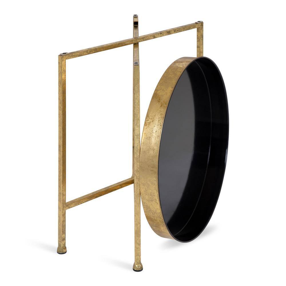 Kate and Laurel Celia Round Metal Side Table, 18.25x18.25x22, Black and Gold