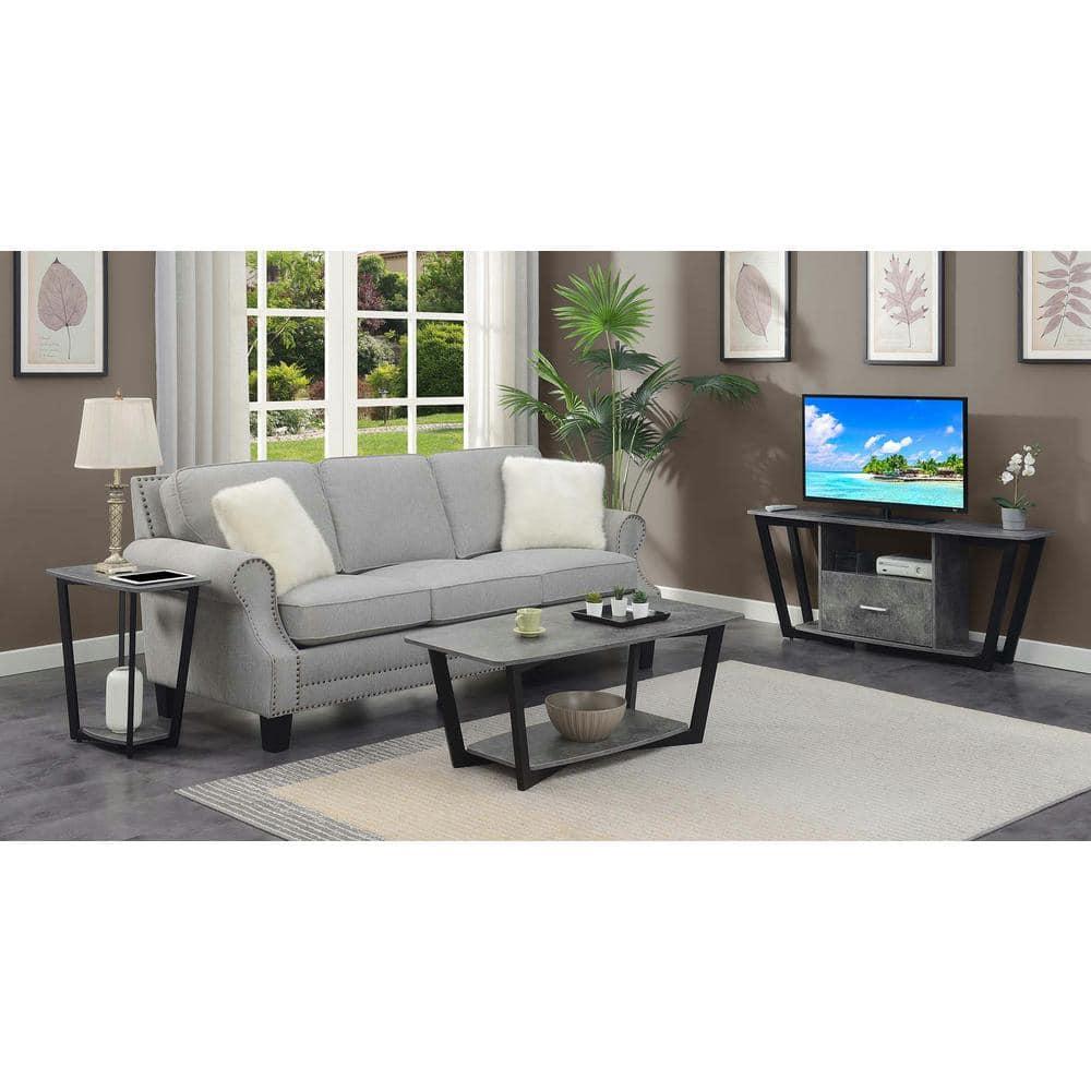 Graystone End Table with Shelf - Cement/Black