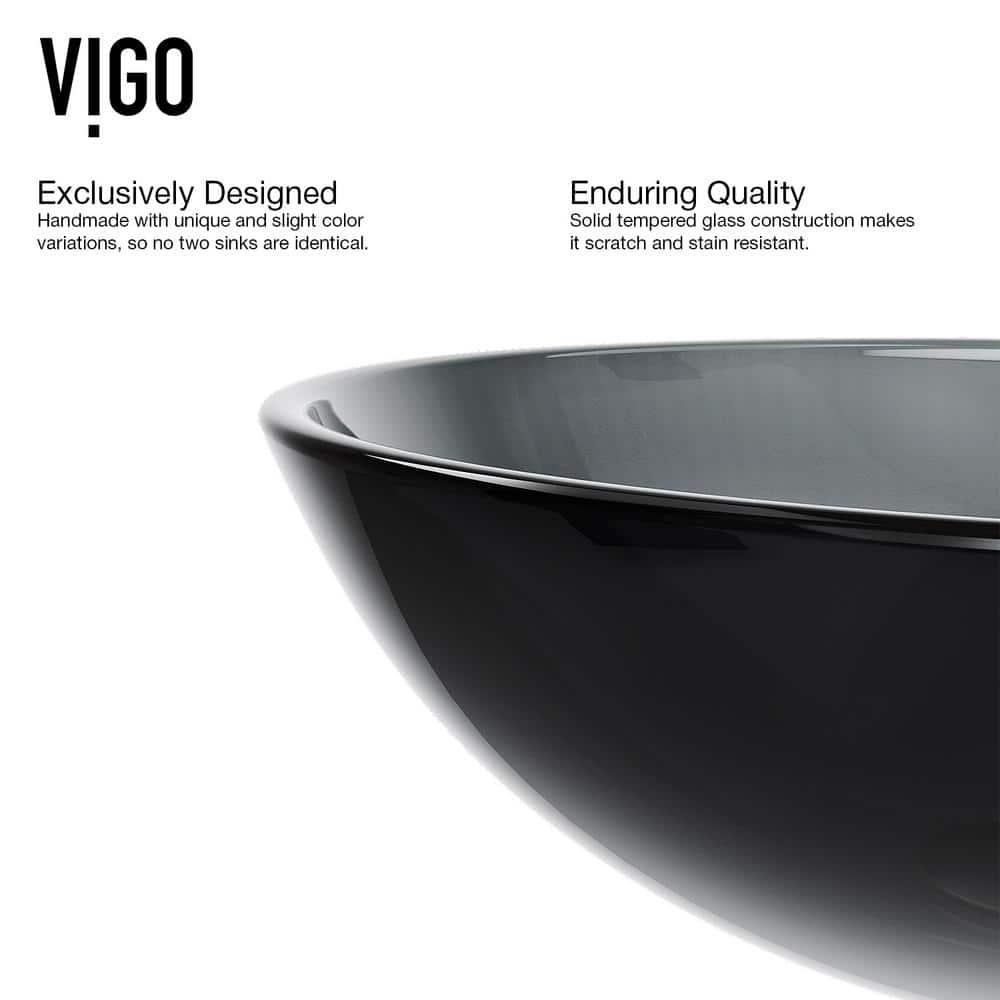 Giovanni Glass 17" L 17" W 6" H Round Vessel Bathroom Sink