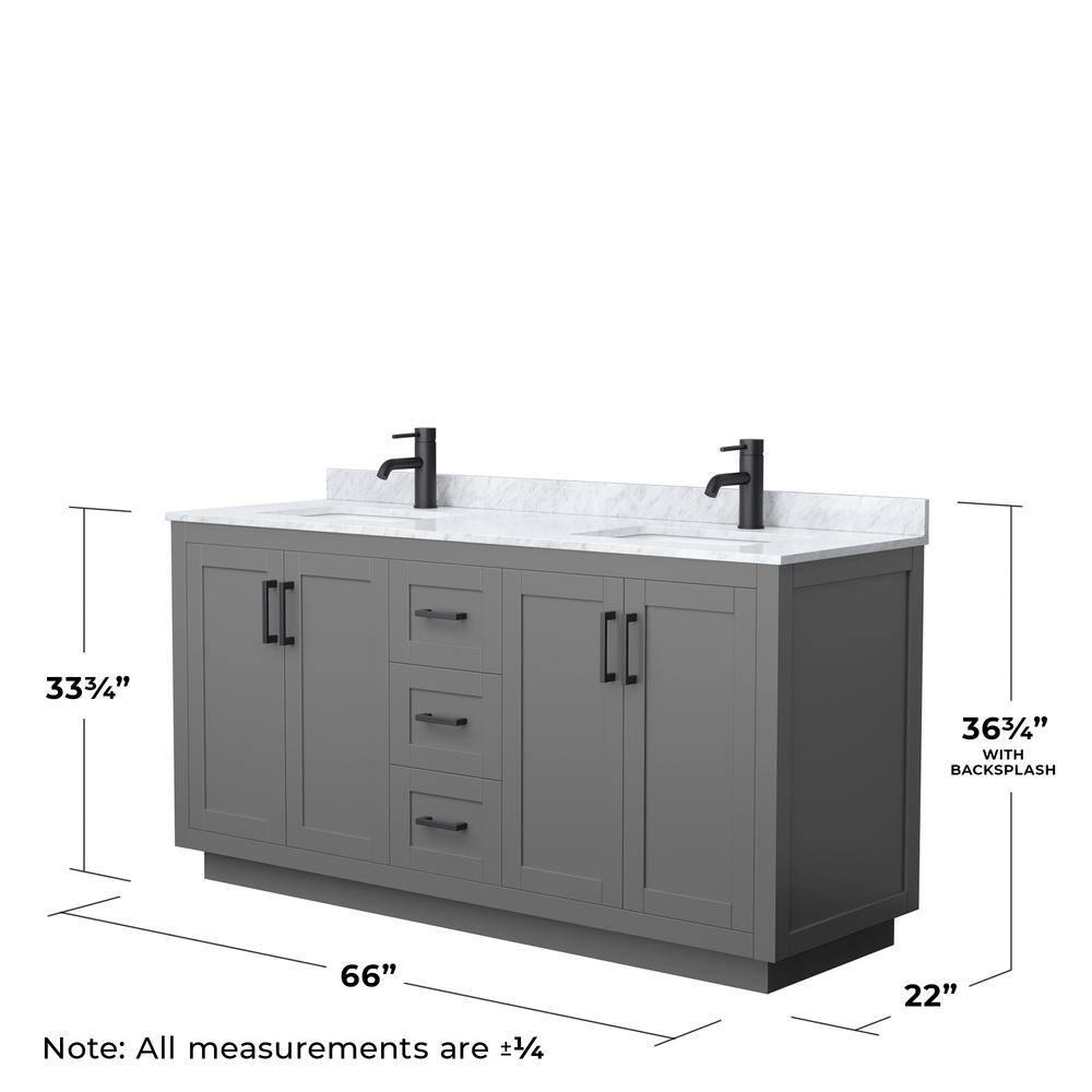 Wyndham Collection Miranda 66" Freestanding Double Bathroom Vanity with Marble Top | Wayfair
