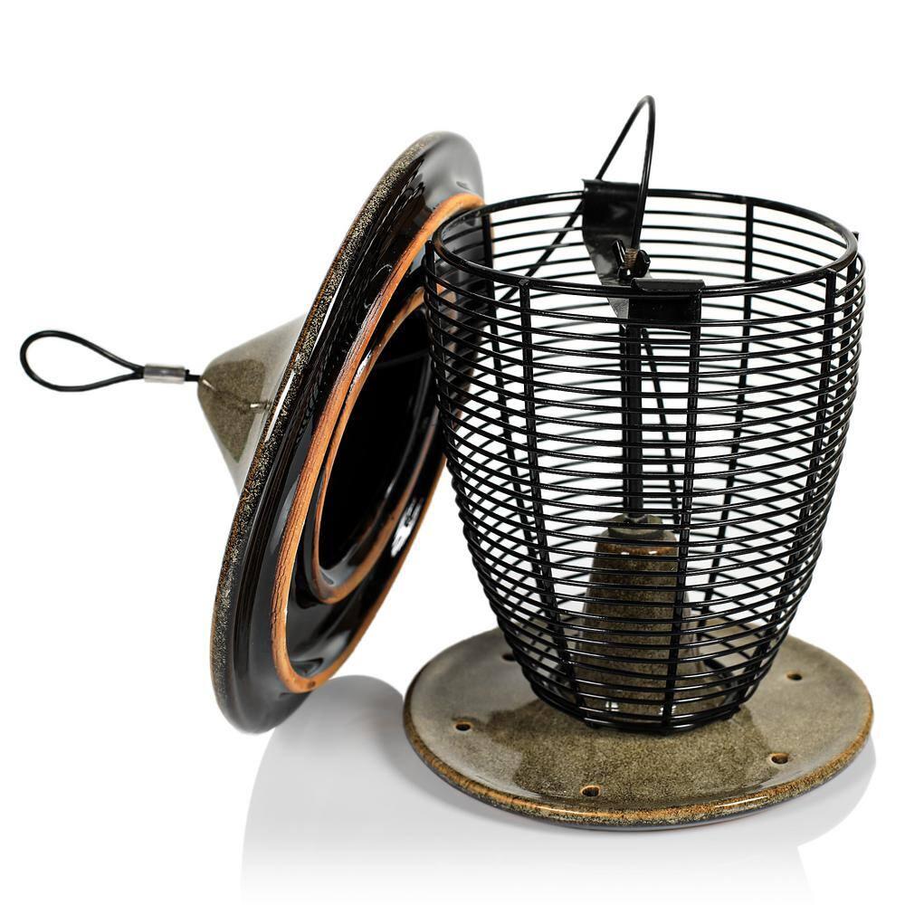 10 in. Sandy Granite Ceramic Feeder With Cage