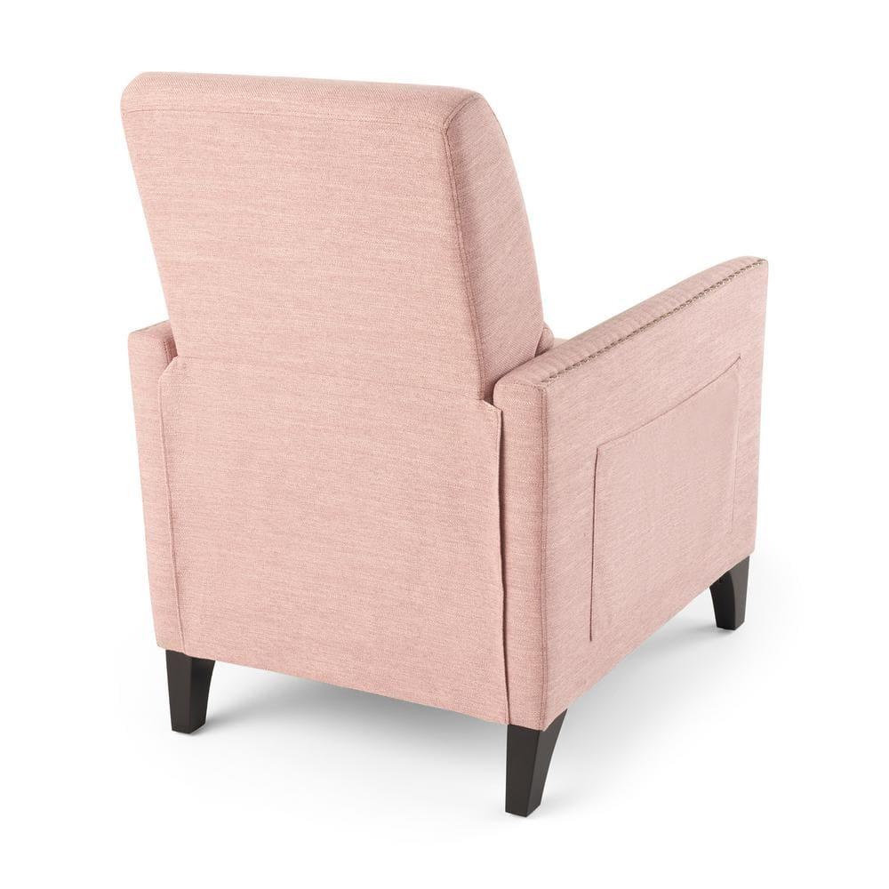 Alscot Contemporary Push Back Recliner Light Pink - Christopher Knight Home: Upholstered Accent Chair, 250lb Capacity
