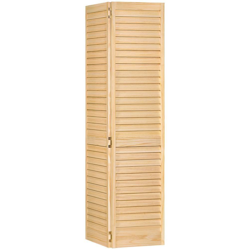 Kimberly Bay Louvered Wood Unfinished Plantation Bi-Fold Door