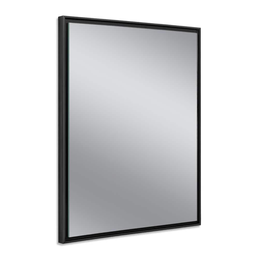 Head West Glossy Black Rectangular Edge-to-Edge Float Framed Accent Wall Vanity Mirror - 26 x 32